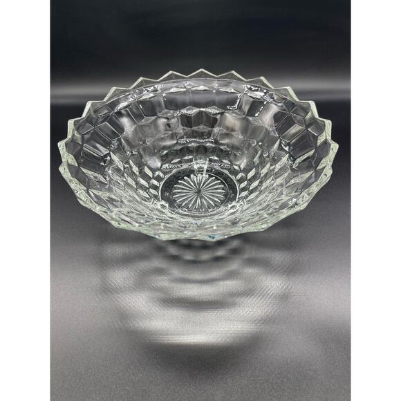 Colony Whitehall Clear 3 Footed Bowl Indiana Glass Cube Pattern - Picture 1 of 5
